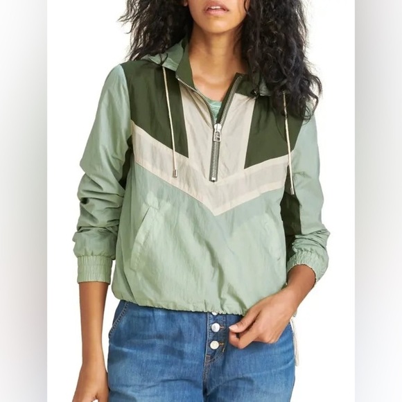 Veronica Beard Jackets & Blazers - Veronica Beard Avery Half Zip Hooded Green and Cream Utility Jacket - Size Small